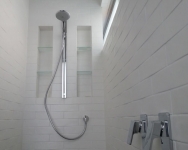 Shower-rail-&-rain-head,-seperate-mixers